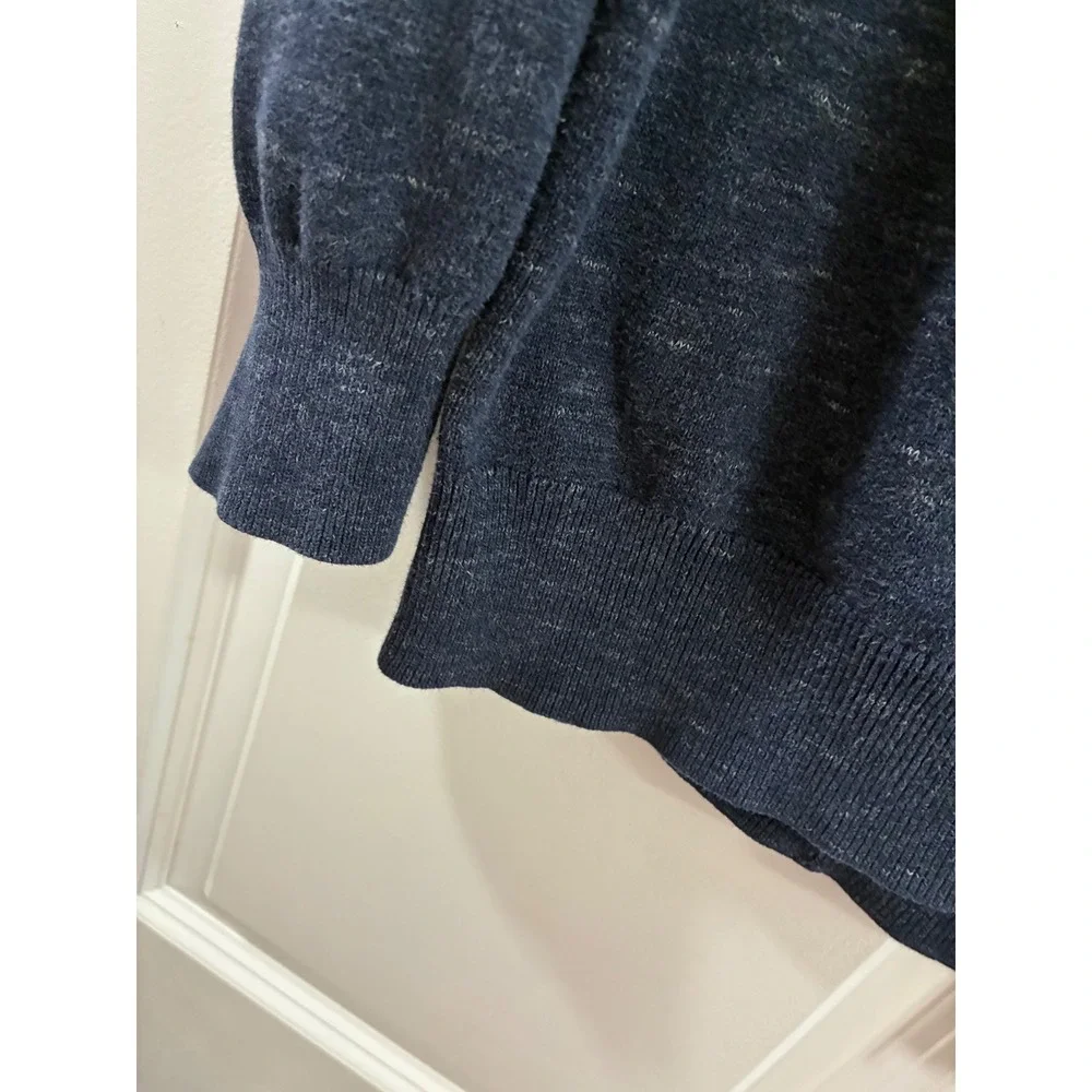 J. Crew Mens Navy Blue Cotton V-Neck Sweater Long Sleeve RN 75343 Size Large